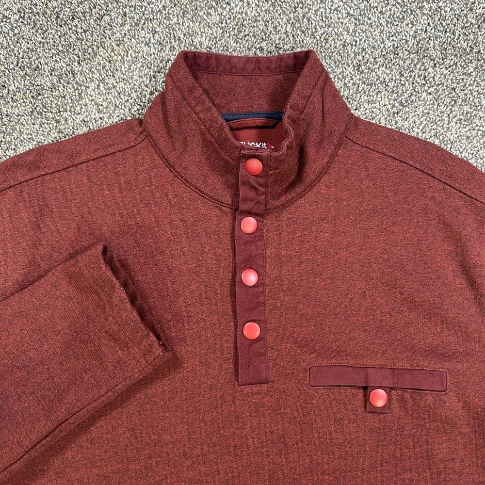 Untuckit Parkson Snap Fleece Pullover Sweatshirt Mens Large Dre Brick Red Henley